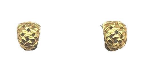 TIFFANY & CO. VINTAGE VANNERIE WHEAT BASKET 18K G HUGGIES EARRINGS