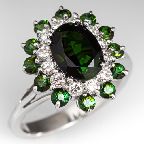 925 Sterling Silver Tourmaline Lab Created Gemstone Cocktail Ring Gift For Her
