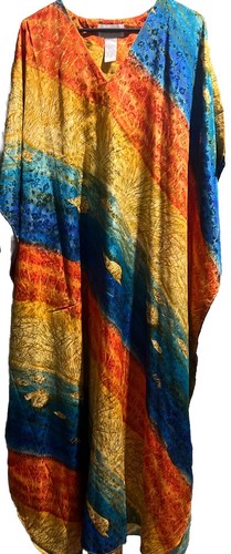 VERSACE vtg WINLAR CAFTAN mumu DRESS colorful seashell g coastal one sz nvr worn