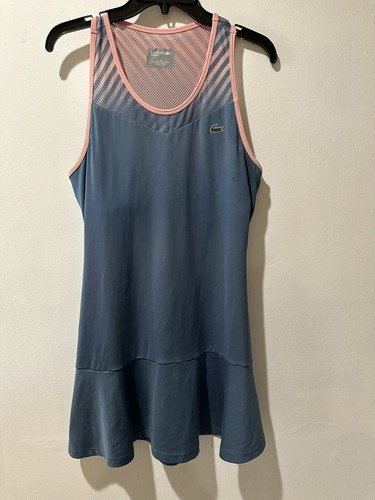 VETEMENTS Abito smanicato tennis Lacoste Sport donna blu arancione racerback TG 42