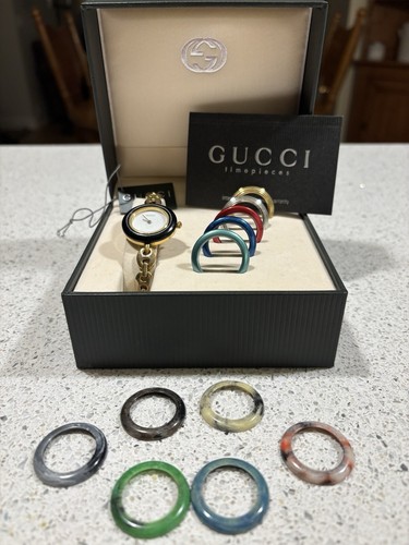 Gucci Watch With Interchangeable Colour Rings. Model # YG1200 Go