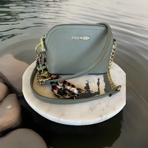 Steve Madden Cross Body Olive Green Charms Material Decor