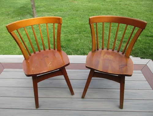 2 Vintage 1920’s 1940’s Habitant Shops Furniture  Chairs Rustic Pine Made In USA