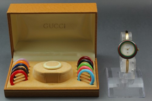 Vintage Near MINT GUCCI Change Bezel 1100 L 12 Colors Women's Quartz Watch 1508
