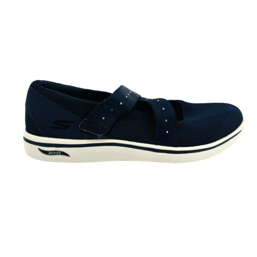 Women 6 Skechers Arch Fit Uplift Milestone Air Cooled Casual Slip On Navy 136572