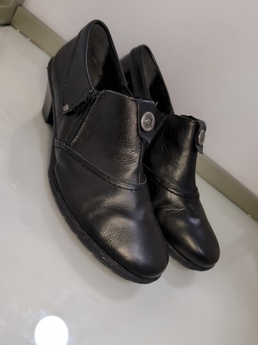 Rieker Bootie Shoe Womens Sz 8.5 (EU39) Black Leather Side Zipper Casual Comfort