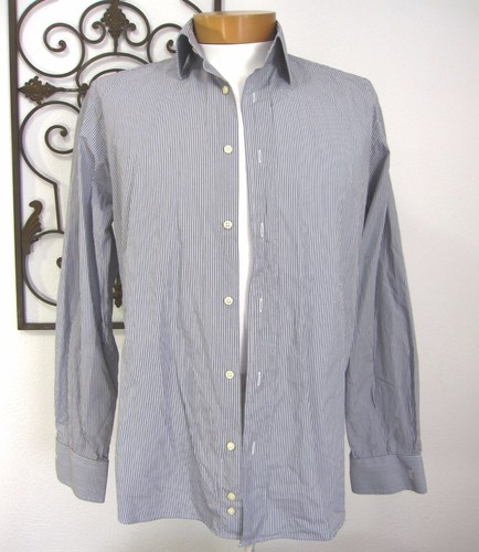 SAINT LAURENT (YSL) CAMICIA YVES SAINT LAURENT MANICA LUNGA TAGLIA 41 16 GRIGIA A RIGHE