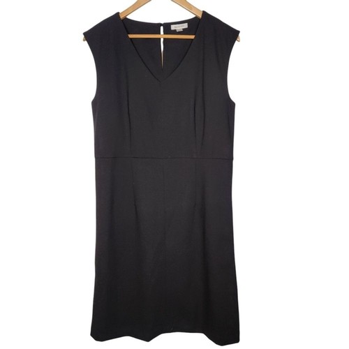 ESSENTIALS Garnet Hill Essential Black Shift Dress Sleeveless Short Classic Minimalist 8