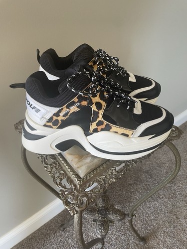 Naked Wolfe Art Track Leopard Platform Sneakers