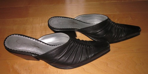 Jessica Simpson Wms Muli da cowboy western in pelle nera 7 5