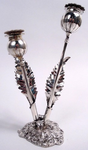 Buccellati Salt & Pepper Shakers Stem Flowers In Stand Italian Sterling Silver