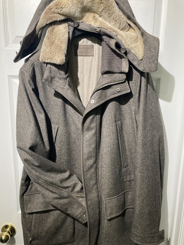 $5000 Ermenegildo Zegna Elements Cashmere Fur Brown Icer Traveller Coat Jacket