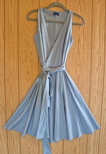 Elhoffer Designs Essentials Blue True Wrap Dress Knee Length Size Small PERFECT