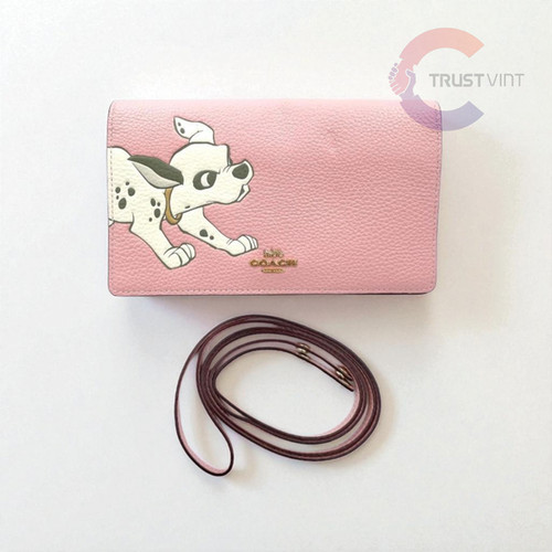 Portafoglio a tracolla Coach x Disney 101 Dalmatians 91189 pochette borsa in pelle rosa