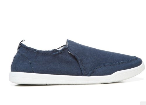 Vionic Beach Sneakers Malibu Womens 7.5 Wide Blue Canvas Orthotic Shoes New