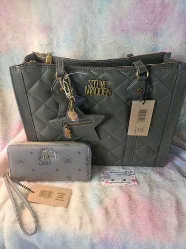 Steve Madden Star Charm Olive Green Tote Set w  Wallet