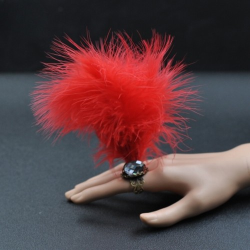 Fluffy Feather Crystal Ring Adjustable Sexy Carnival Fancy Accessories Clubwear