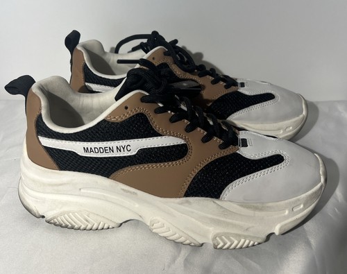 Steve Madden NYC Dad Women Sneaker Tennis Shoes Black Nude White Sz 9