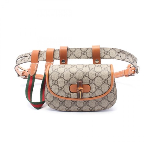 GUCCI Bamboo 1947 Mini Belt Waist bum bag 681137 canvas leather Beige brown u