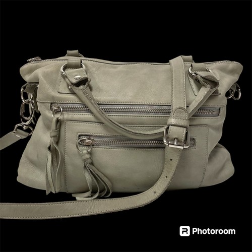 Nine West MATTE Gray ULTRA SOFT Leather Handbag Shoulder Crossbody Purse Satchel