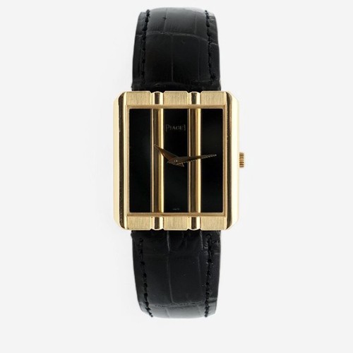 Piaget Polo 8163 Onyx Black Men's G Watch 18K G 25 Medium Quartz 1990s