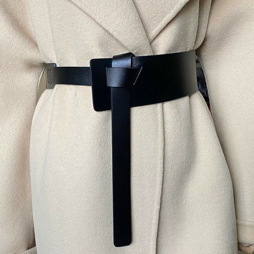 Real Leather Waist Belt Wrap Around Self Tie Obi Cinch Waistband Women's Belt