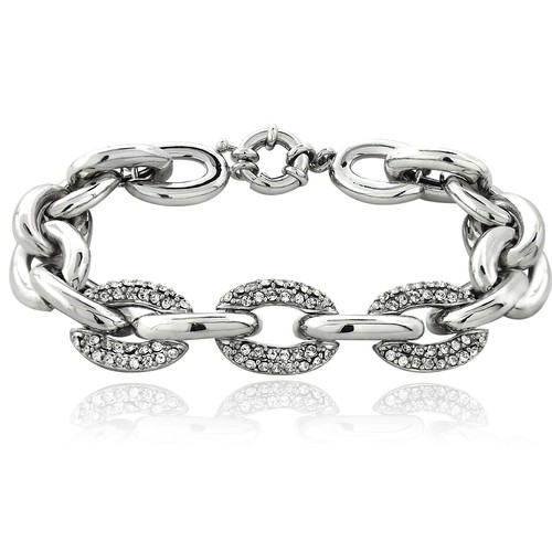 SWAROVSKI European Crystals Link Bracelet  7.5" in Brass