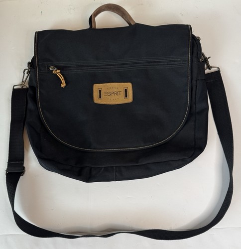 Vintage Y2K Esprit Rough & Ready Tote Backpack Messenger Bag Black W  Strap