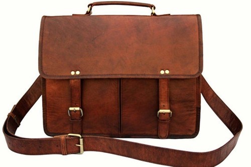 ORCIANI Real Leather Laptop Bag Messenger Bible Bag Shoulder Satchel Vintage Brown Bag