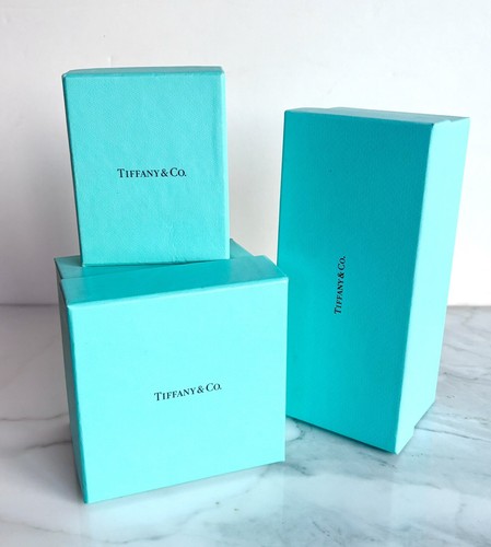 TIFFANY & CO. TIFFANY & CO SCATOLE BLU SET VUOTO DI TRE PER GIOIELLI ORECCHINO COLLANA BRACCIALE