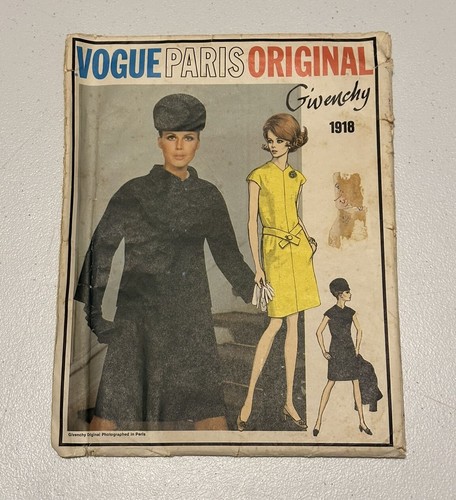 Giacca abito vintage anni 60 Vogue Paris modello cucito originale 1918 Givenchy 8 con etichetta