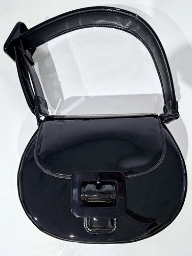CHARLES & KEITH NEW Charles And Keith Lula Patent Buckled Shoulder Bag Black M Women's Handbag