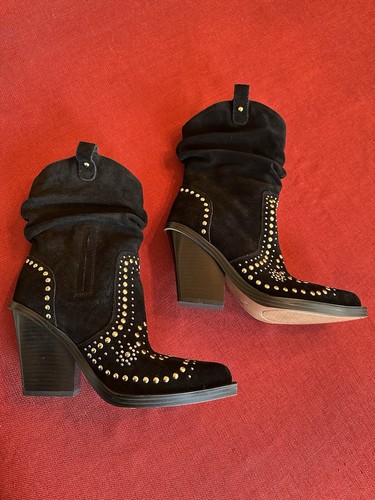 Stivali western Larna JESSICA SIMPSON neri scamosciati con linguette taglia 7 5