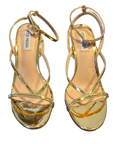 Steve Madden sandali donna flamenco cinturino oro alla caviglia con scatola misura 8 5