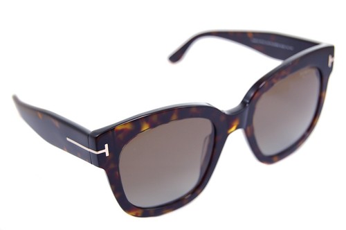 TOM FORD BEATRIX 02 POLARIZED TF613 52H Women Large Square Sunglasses DARK BROWN