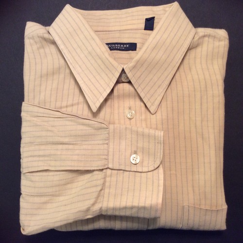 Camicia elegante uomo Burberry beige a righe 16 5 36” collo a punta  100% cotone