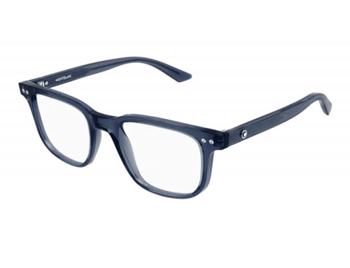 MONT BLANC MB0256O 007 Blue Transparent Large 53 mm Men's Eyeglasses