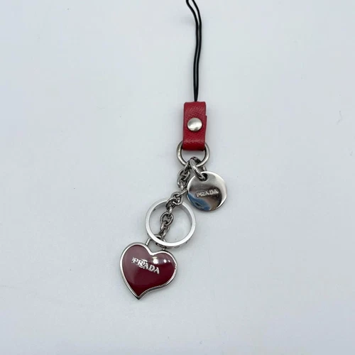PRADA Strap Bag Charm Keychain Heart Red From Japan 0050641K Authentic