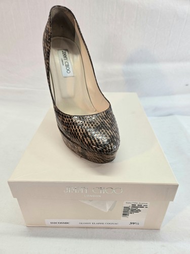*JIMMY CHOO decolte donna taglia 39 5 pitone stampa animalier plateau tacco