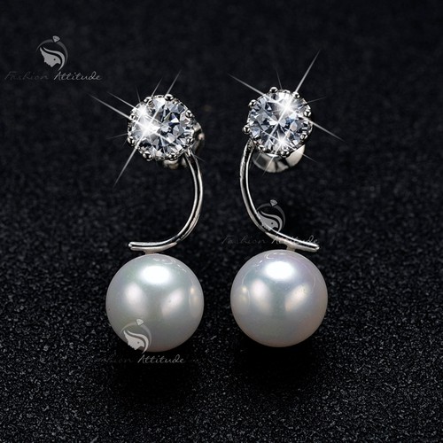 18k white g 925 silver made with SWAROVSKI crystal pearl stud earrings