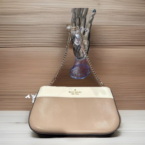 Nuova pochette Kate Spade NY Madison Lilly colorblock pelle saffiano bordo oro