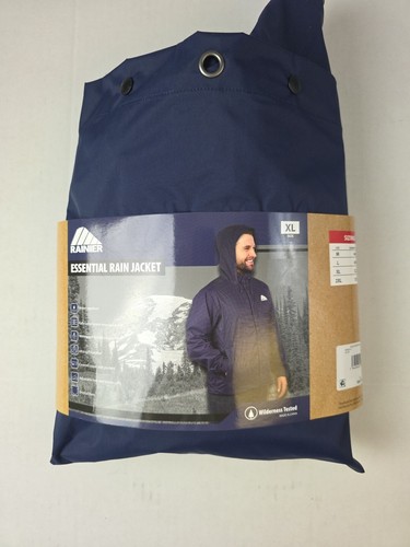 ESSENTIALS Rainier Waterproof Breathable Essential Rain Jacket in Navy  Size XL