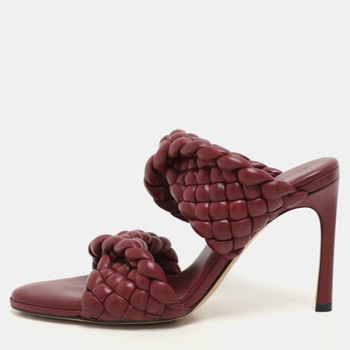 Sandali Bottega Veneta bordeaux in pelle intrecciata misura 37