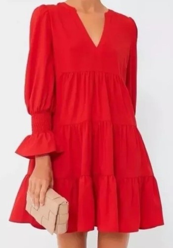Abito Kenzo Pomander Place Tuckernuck Rosso Crepe Taglia XS Manica Lunga San Valentino