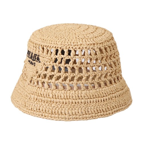 PRADA Bucket Hat Women Straw Hat Woven Fabric 1HC137 2C2T F0018 Natural