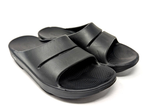 Oofos Ooahh Black Recovery Slide Sandal W9 M7 EU40 Slip On Sport Comfort