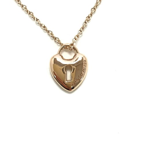 Tiffany & Co. Mini Keyhole Heart Lock Rose G 750 18k Necklace w/ Box Japan