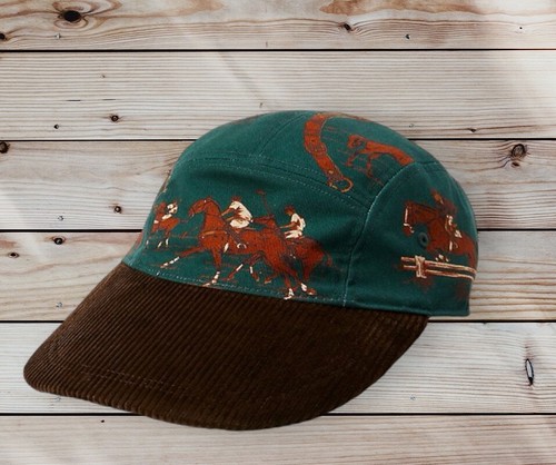 Polo Ralph Lauren Green Cord Corduroy Equestrian Twill Long bill Cap One Size