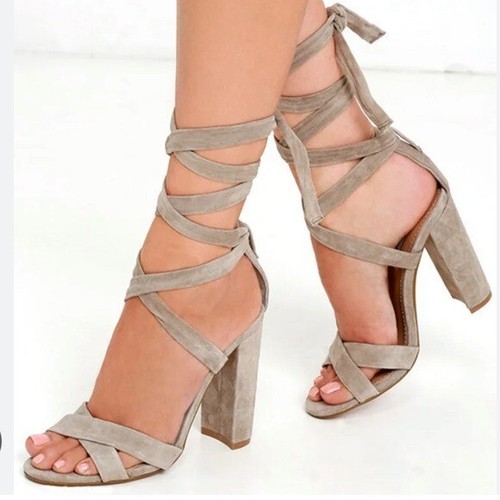 Sandali stringati STEVE MADDEN donna scamosciati talpa Christey taglia 7 5