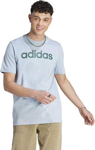 Adidas Men's Essentials Single Jersey Linear Embroidered Logo T Shirt  Blue Sz L